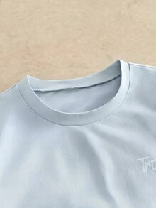 HIMLAND 男士休闲热带印花圆领短袖T恤 - 藍色 - 查看 5