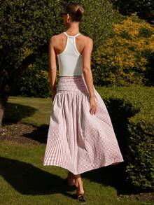 COSMINA Women's Summer Casual Plaid Skirt - Baby Pink - View 7