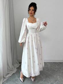 Modelyn 女士梭织印花收腰喇叭裙 - 紫色 - 查看 3