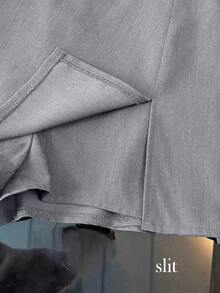 Franclia Quần short nữ, váy nữ, quần culottes nữ, quần short ngắn nữ màu xám, kiểu dáng thời trang thường ngày, đa năng, chất liệu mềm mại, có họa tiết, cạp cao, xẻ tà, thích hợp cho việc đi làm. Trang phục nữ thường ngày mùa xuân/thu, váy ngắn nữ. - Màu Xám nhạt - Xem 3
