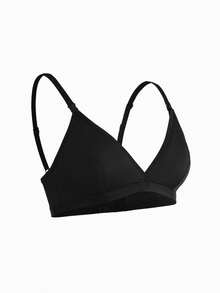 1件孕妇无钢圈文胸，黑色，提拉聚拢，减少侧边赘肉，前扣式 - 黑色 - 查看 5