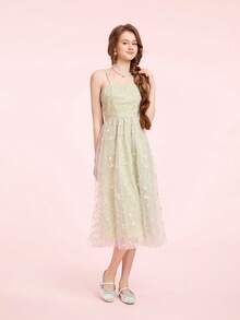 CUCCOO DOLLMOD 女士浅绿色丝绒蝴蝶结玛丽珍平底鞋，百搭、舒适又可爱，学院风情人节单品 - 淡綠色 - 查看 6