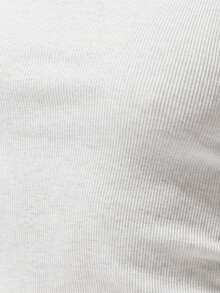 MUSERA ESSENTIALS Rib Scoop Neck Fitted Top Basic Casual Airport Holiday Fall Back To School Autumn Spring Summer - White - View 6