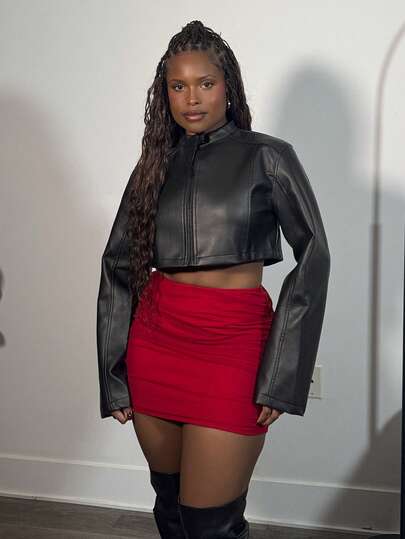 Tyla Gomez Summer Mesh Double Layer Ruched Flared Mini Skirt