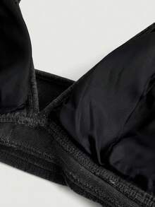 SHEIN MOD Top de tirantes de mezclilla con acolchado para mujer, azul - Negro - Ver 5