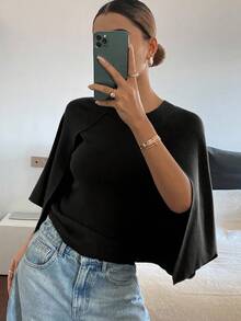 Livesso Spring & Summer Black Loose Casual Business Shawl Collar Pullover Sweater, Fashion Office Streetwear Design For Women - Black - View 3