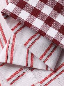 DAZY Plaid & Striped Patchwork Loose Women Pajama Bottoms - Red - View 8