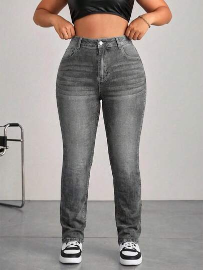 Casual jeans in effen kleur voor dames met een grote maat