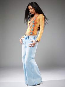 NYA SZN Top Plunging Neckline Printed Animal Print Fitted Sexy Y2k Easter St. Patricks Day Brunch Casual Everyday Going Out Party Special Occasion Travel Vacation Office Siren Western Country Date Night Elegant Luxury Business Casual Event Everyday Wedding Brunch Office Gyaru Street Style Spring Summer Statement Carnival Bridal Shower Outfits For Women - Multicolor - View 4