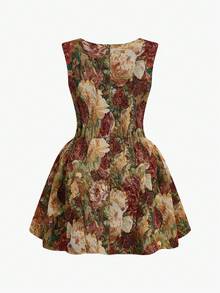 Sweetra Đầm cỡ lớn cổ tròn không tay, chất liệu jacquard, có khóa kéo ẩn, ôm eo. - Nhiều màu - Xem 2