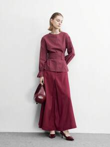 CUCCOO BIZCHIC 女士高跟鞋，复古酒红色漆皮尖头细高跟鞋，金属字母扣装饰高跟鞋，百搭社交约会鞋 - 酒紅色 - 查看 2