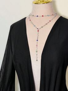 SHEIN ICON Vestido mini sexy con escote pronunciado, parches de malla y espalda descubierta - Negro - Ver 4