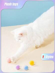 CAT Pom-Poms Launcher Toys, Random Color Cat Pom-Poms Self-Hi ToysThe Product Image Has A Method Of Use,Consumables Pet Interactive Launch Pom-Poms Toy Gun 1pc - Multicolor - View 6