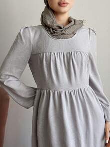 DAZY Women's Elegant Floral Print Round Neck Petal Sleeve Mid-Length Dress, Spring/Summer - Purple - View 7