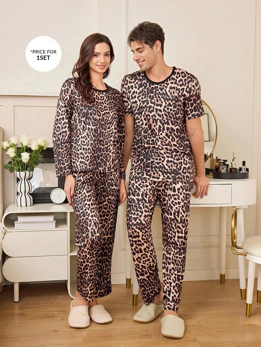 CoupledUp Cute Avocado Print Short Sleeve & Pants Men Pajama Set - Multicolor - View 1