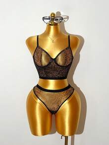 2pcs Women Leopard Print Milk Silk Elastic Comfortable Wireless Bra & Panty Set, Thin Cup Gather Sexy Lingerie Set - Multicolor - View 7