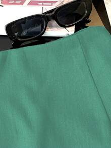 Women's High-Waisted Shorts/Skirt/Culottes Made Of Soft, Textured Fabric With A Slit, Versatile For Work Or Casual Wear, In Grey, For Spring/ - 無色 - 查看 4