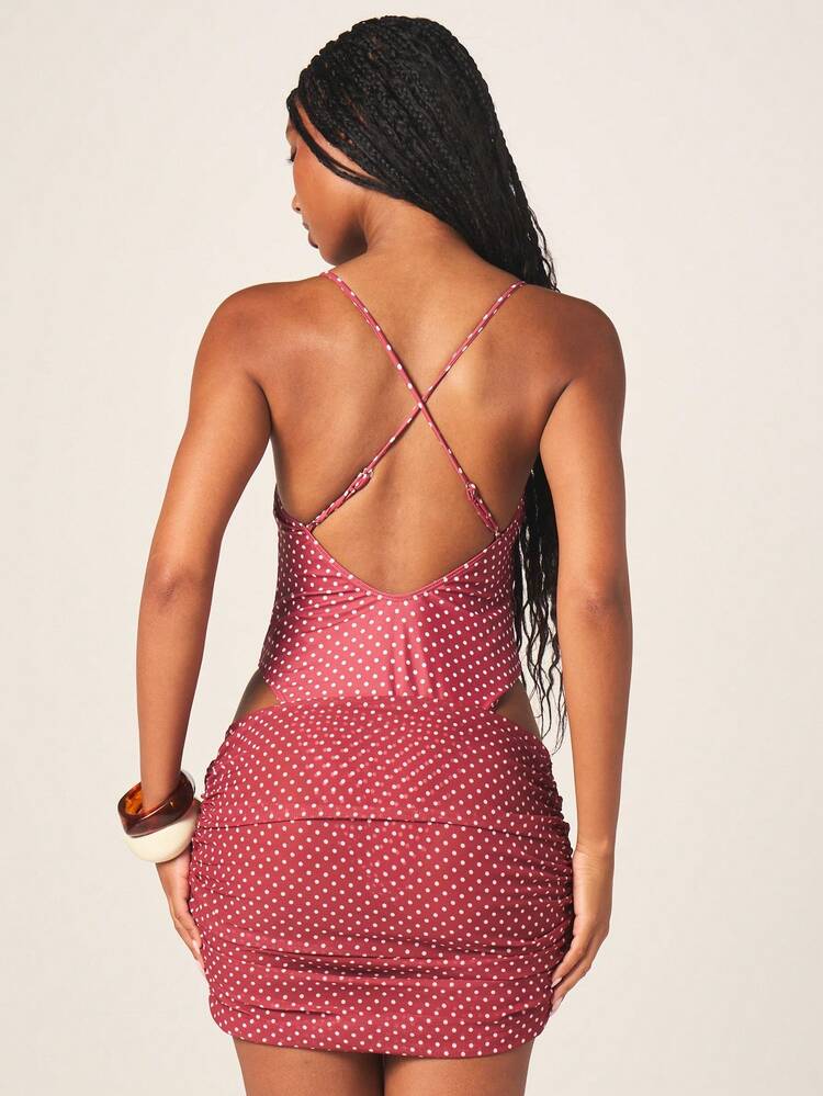 MISSGUIDED ドット柄ビキニセット、マッチングサロンラップホルターネック水着、夏のビーチバケーション2ピース水着