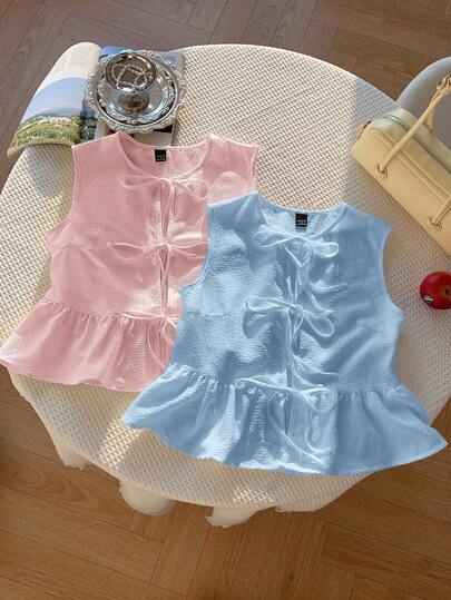 Comfortcana 2 piezas Camisas de verano para mujer, Camisas rosa + azul