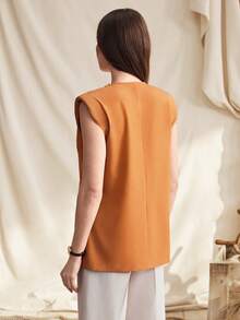 Áo tank top không tay dáng rộng, thiết kế kiểu Pháp, có đệm vai dành cho nữ - Màu Tím - Xem 3