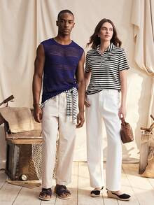 Zovinel New Striped Casual Women's Polo Collar Short Sleeve T-Shirt, Spring/Summer - Black and White - View 6