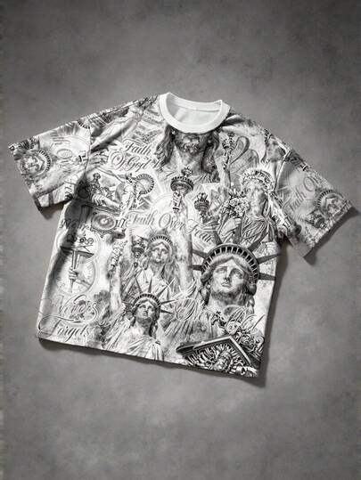 Manfinity EMRG 男士全印花圆领短袖T恤