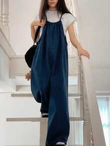 Dazy Kids 少女条纹印花休闲连体裤 - 藍色 - 查看 9