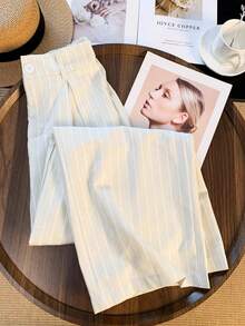 Franclia Pantalones rectos de rayas casuales y de oficina para mujer - Multicolor - Ver 5