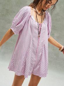 Bohemela 女士夏季休闲度假浪漫优雅法式海滩波西米亚乡村音乐节宽松条纹连体裤，自由休闲的穿搭风格，时尚女士服装，沙滩装，夏季度假装 - 彩色 - 查看 6