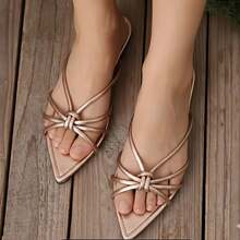 610 Sandalias planas punta aguda con tiras trenzadas - oro rosado - Ver 3