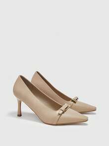 CUCCOO BIZCHIC 女士鞋履 春秋新款 法式小方头细高跟杏色搭扣简约优雅通勤舒适女鞋 - 杏色 - 查看 7