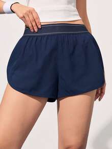 CourtClass Quần short ôm sát màu xanh hải quân, cạp chun co giãn, có túi đựng đồ, kiểu dáng thể thao năng động và đa năng. - Màu xanh hải quân - Xem 5