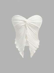 SHEIN 少女针织纹理短款吊带背心，适合度假、海滩、摄影、休闲外出、露营等多种场合。 - 杏色 - 查看 6