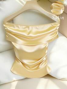 Franclia New Off-Shoulder Minimalist Blouse For Women, Spring/Summer - Light Yellow - View 1