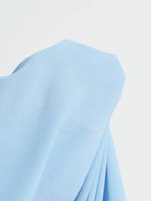 Lumivelle Women's Elegant Textured V-Neck Ruched Sleeveless Midi Dress, Suitable For Summer Vacation - Baby Blue - View 8