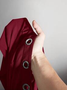 SHEIN ICON 大码女式金属眼装饰宽松连衣裙 - 酒紅色 - 查看 8