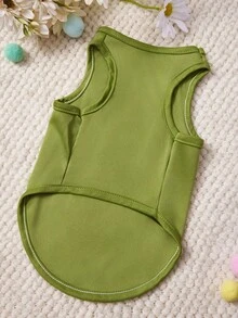 PETSIN 1件LOVE MOM爱心字母印花宠物背心 草绿色亲肤透气宠物衣服 - 綠色 - 查看 3