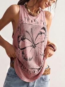 Bohemela Solid Color Knit Sleeveless Women Tank Top - Pink - View 6