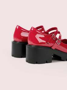 CUCCOO DOLLMOD Women's Platform Wedge Comfortable Fashion Loafer Shoes New Year Holiday Valentine's Day - Flame red - View 9