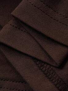 Dazy Plus 弹力修身撞色蕾丝蝴蝶结装饰性感简约露脐吊带背心 - 卡其色 - 查看 3