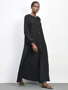 Maija 女士长款衬衫裙，配腰带 - 黑色 - 查看 9