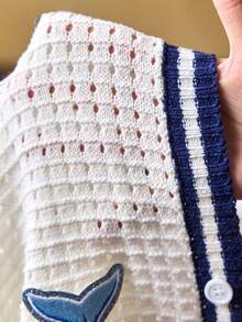 ROMWE MEN Street Life 男士刺绣撞色滚边短袖针织上衣 - 水鴨藍 - 查看 7