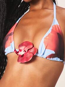 MISSGUIDED Bộ bikini tam giác họa tiết hoa với áo buộc cổ và quần buộc dây bên hông, đồ bơi mùa hè, kỳ nghỉ biển, hai mảnh. - Nhiều màu - Xem 5