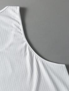 Manfinity Roghcode Men Solid Ribbed Knit Plain Sleeveless Jersey Tank Top, For Workout - White - View 5