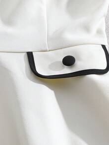 GlowEve Cream And Black Sleeveless Pocket Waist A-Line Mini Dress - Black and White - View 3