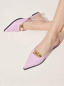 CUCCOO CHICEST Giày búp bê mũi nhọn tối giản dành cho nữ, màu trơn đơn giản, kiểu dáng cơ bản, thích hợp mang đi làm, màu be, lý tưởng cho dịp Giáng sinh. - Hồng - Xem 2