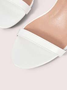 CUCCOO DOLLMOD 女士白色哑光绑带踝带粗跟低跟凉鞋，可爱日常甜美通勤约会时尚百搭 - 白色 - 查看 8
