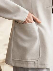 Zovinel New Linen Stand Collar Long Sleeve Women's Blazer Jacket, Commuting Style - Beige - View 7