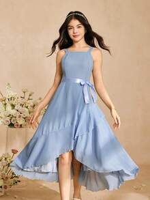 Đầm chiffon màu xám chất lượng cao, phù hợp cho các cô gái tuổi teen. Trang phục đẹp cho buổi chụp ảnh ngoài trời, đầm mùa hè cho các thiếu nữ. - Xám - Xem 5