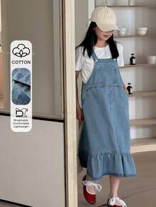 Dazy Kids Vestido peto de mezclilla para niñas - Azul - Ver 4